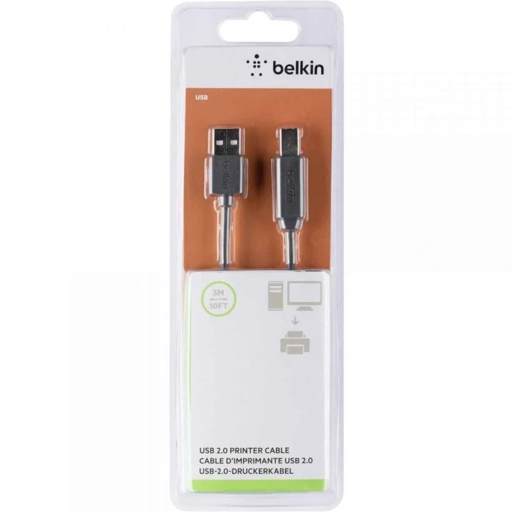 Belkin 3M Black USB 2.0 Printer Cable Cord